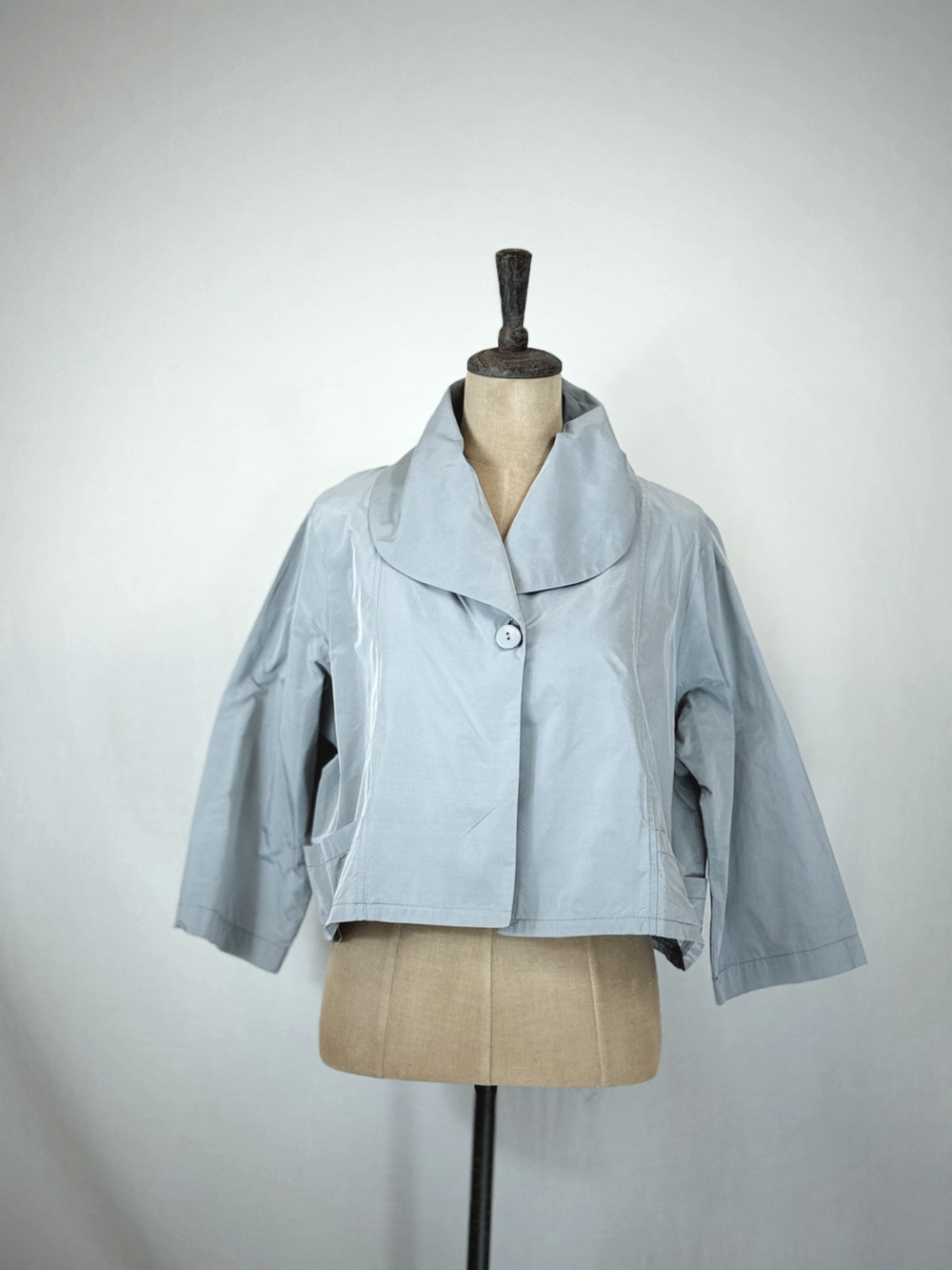 NWT Sassy #63112 Silver Grey Parachute Crop Jacket 3/4 Sleeve XXL #0224